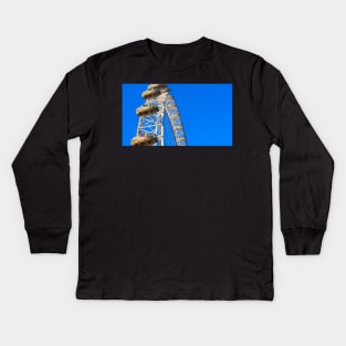 Closeup Of Capsules attached To London Eye and an airplane Kids Long Sleeve T-Shirt